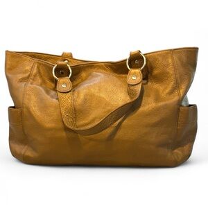 Garnet Hill | Genuine Leather Soft Tote Bag Purse Boho Lightweight in Tan